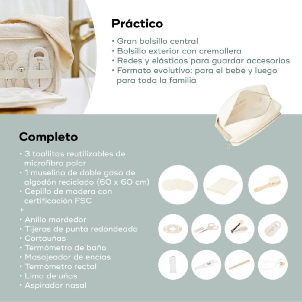 Neceser de higiene Babymoov para cuidado del bebe Curl White