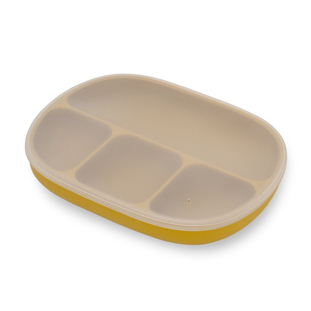 Plato compartimentado de silicona Interbaby con tapa y ventosa