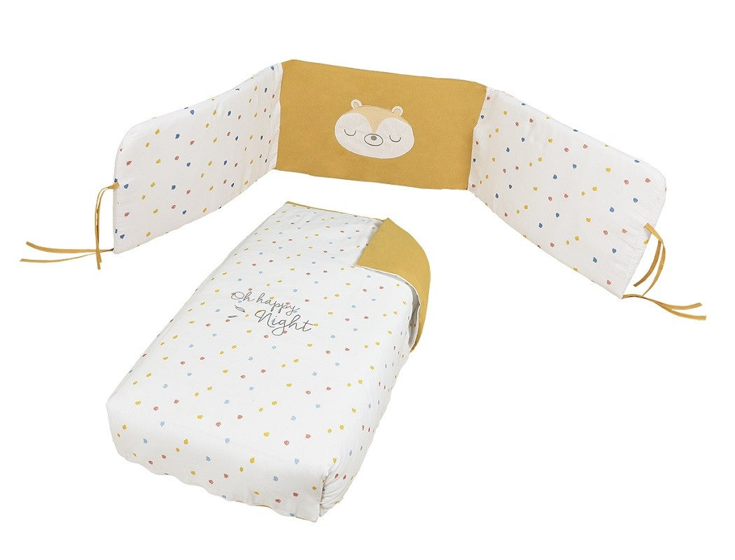 Kit textil nórdico + protector de cuna reversible Micuna Happy