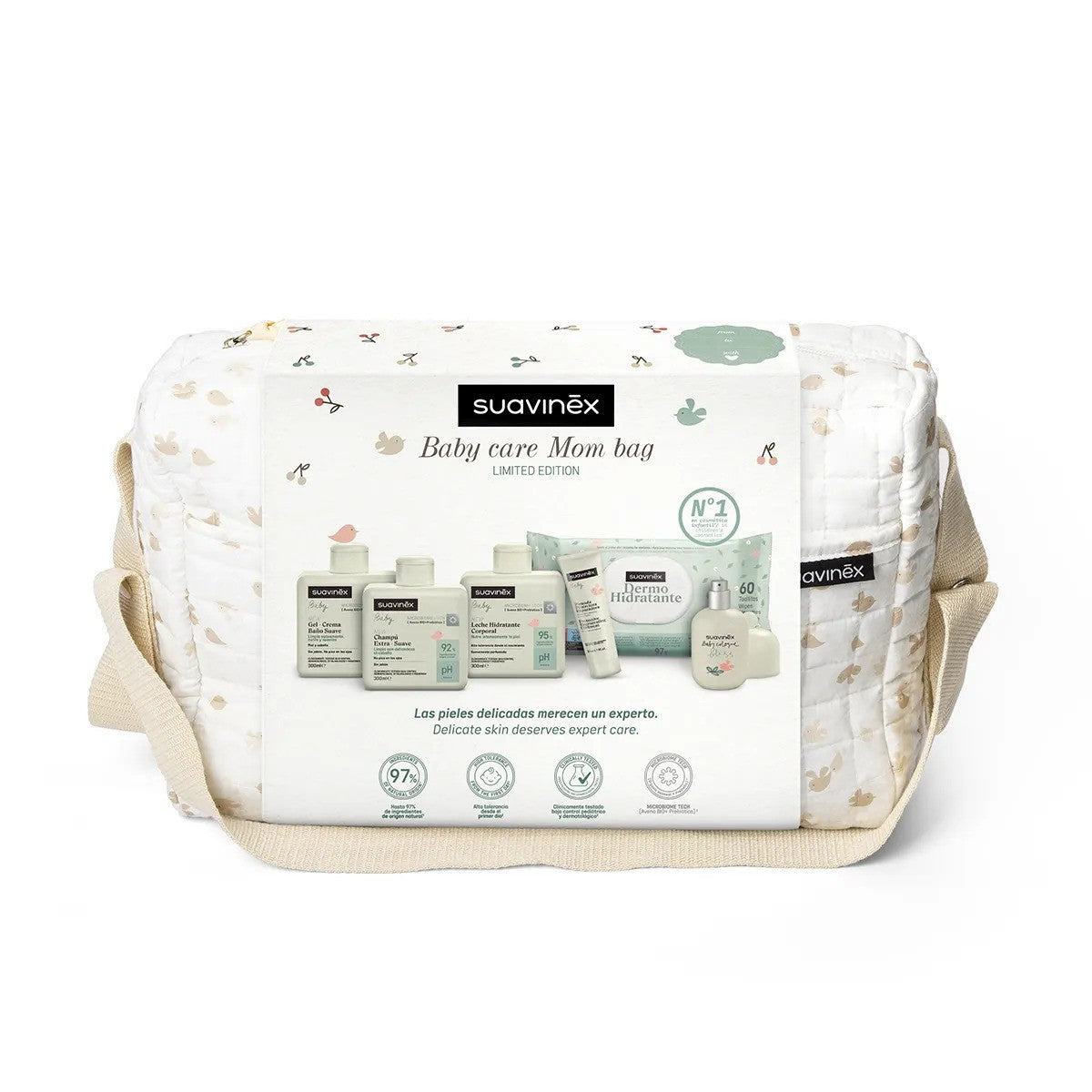 Bolso Paseo Suavinex Birdies con 5 Productos de cosmetica