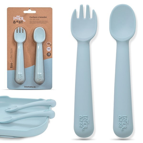 Cuchara y tenedor de silicona Interbaby