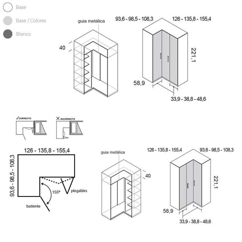 Armario Rincón puertas plegables Ros Mini