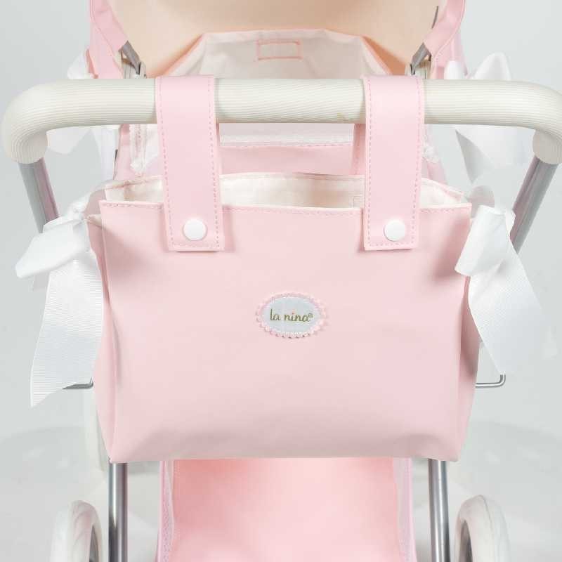 Cochecito de muñeca pequeño La Nina VINTAGE Charol Rosa