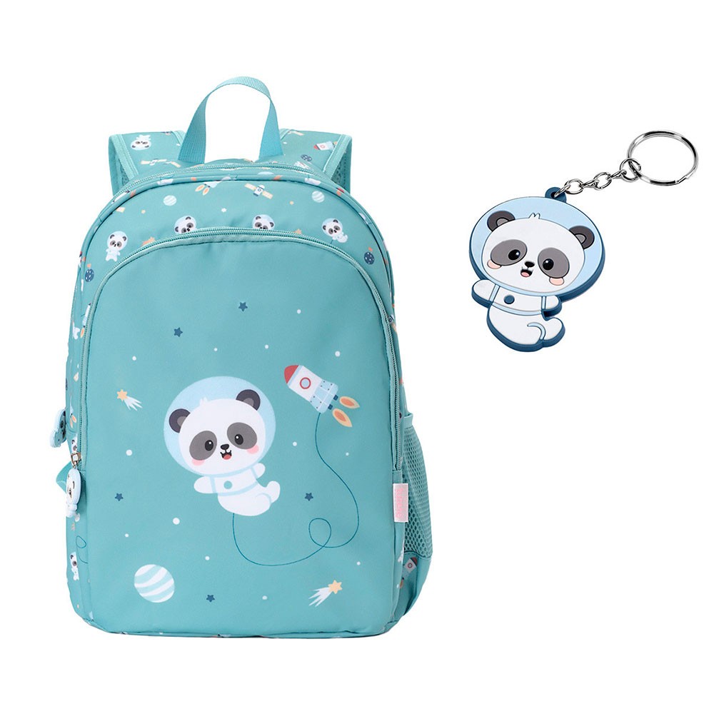 Mochila Mediana Tutete Pandas in Space + Llavero