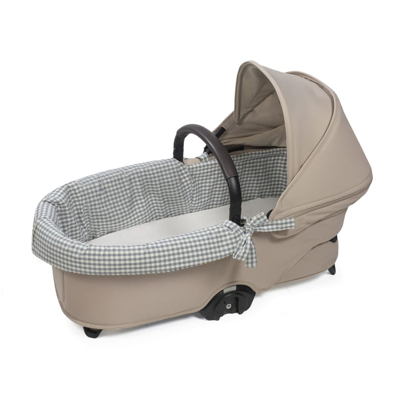 Cubre cuco Walking Mum dual + funda colchón Praliné Vichy/Rayas