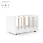 Cuna Ros Mini ELEMENTAL 120x60 con barandilla abatible y opción de ruedas
