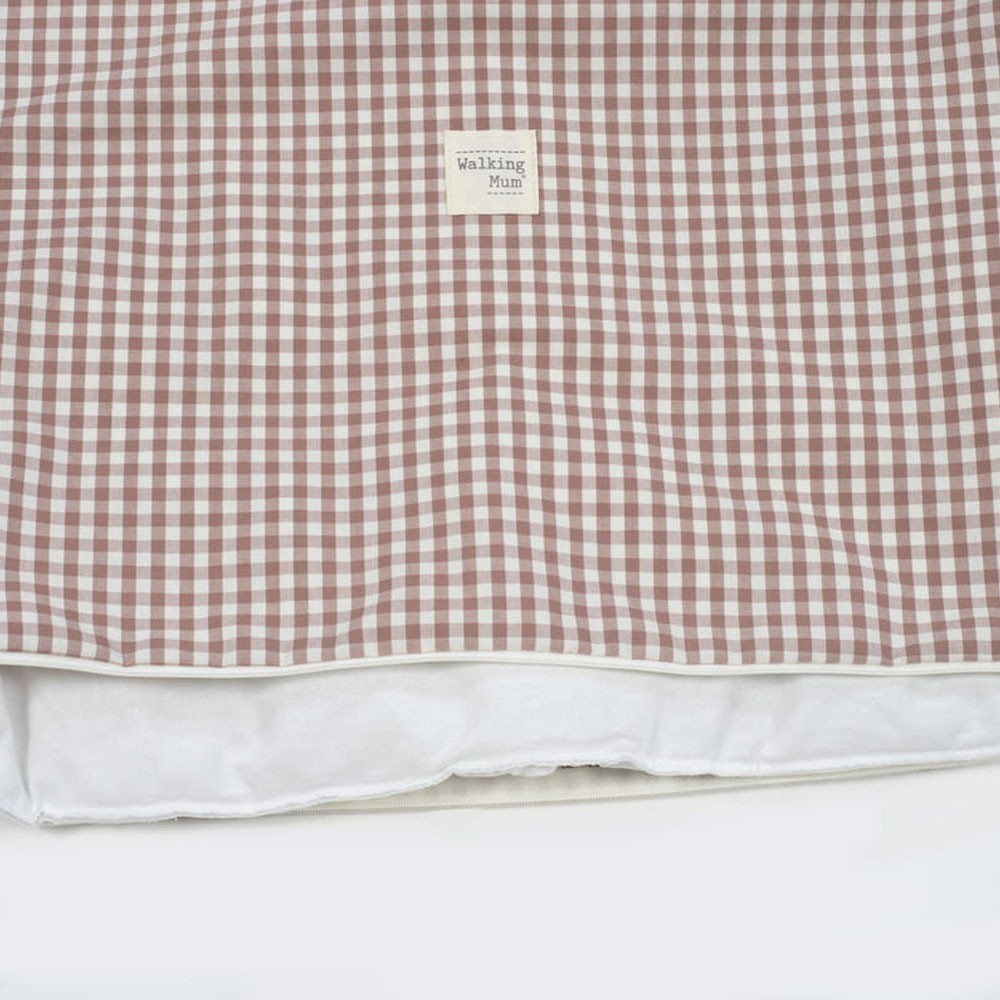 Edredón + bajera + almohada Walking Mum cuna 120x60 cm Praliné Vichy/Rayas