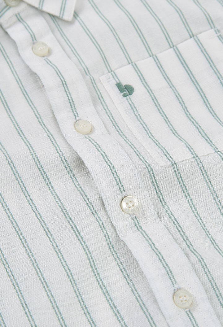Camisa Boboli de lino listado vertical