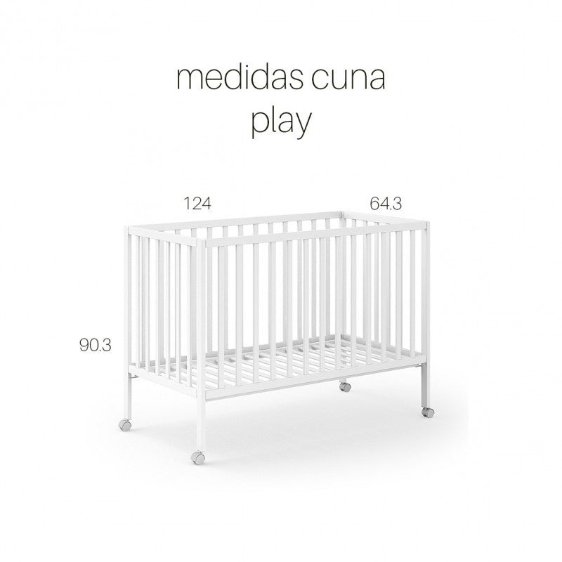 Cuna Ros Mini PLAY 120X60 con ruedas disponible en más de 30 colores