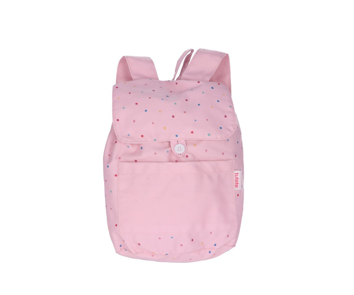 Mochila Tutete Pequeña Tela Dots Pink Personalizable