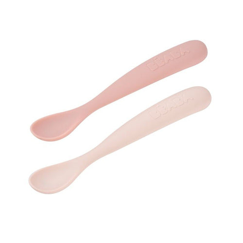 2 cucharas Beaba soft silicona primera edad + estuche