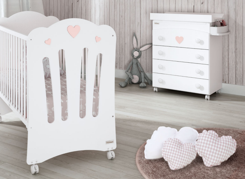 Cuna Trama Corazones con colchón opcional