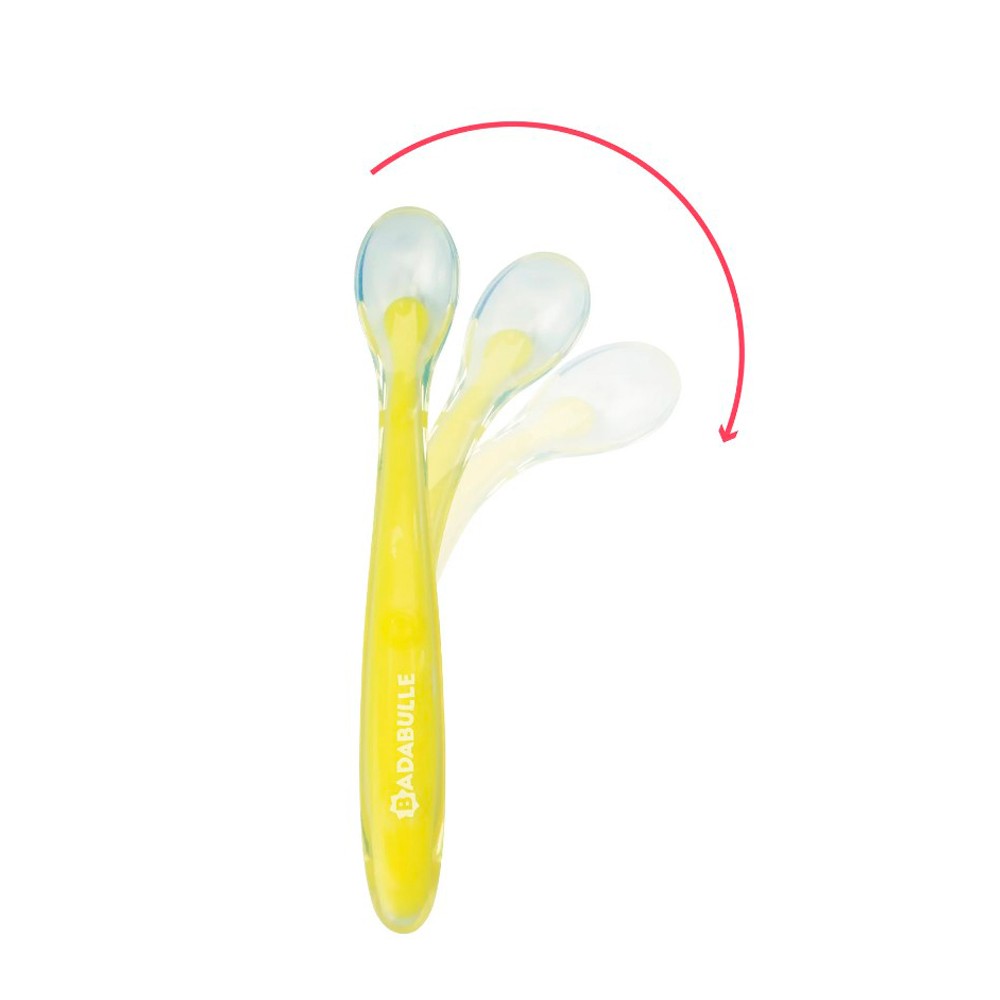 Juego 2 cucharas flexibles Badabulle con mango largo