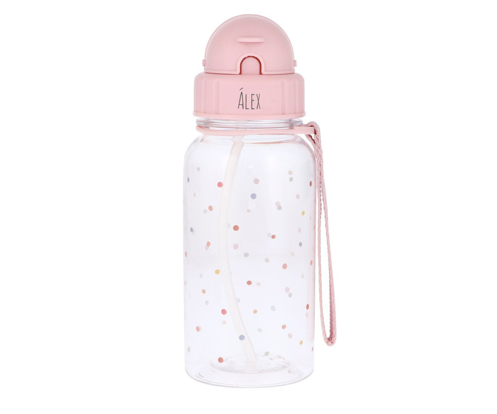 Botella Tutete Plástico Dots Pink Personalizable