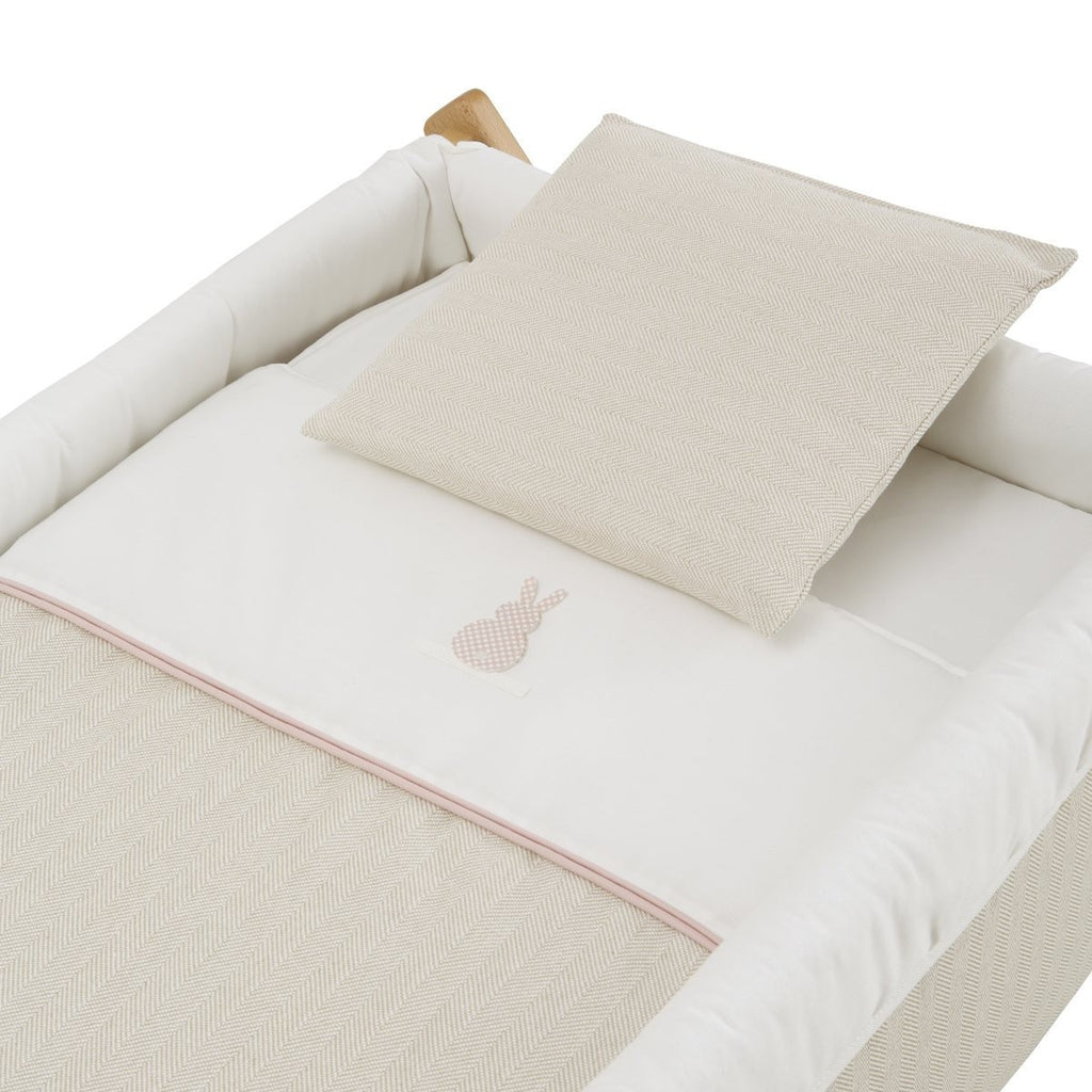 Minicuna Tijera Madera Cambrass Lino Rosa/Natural
