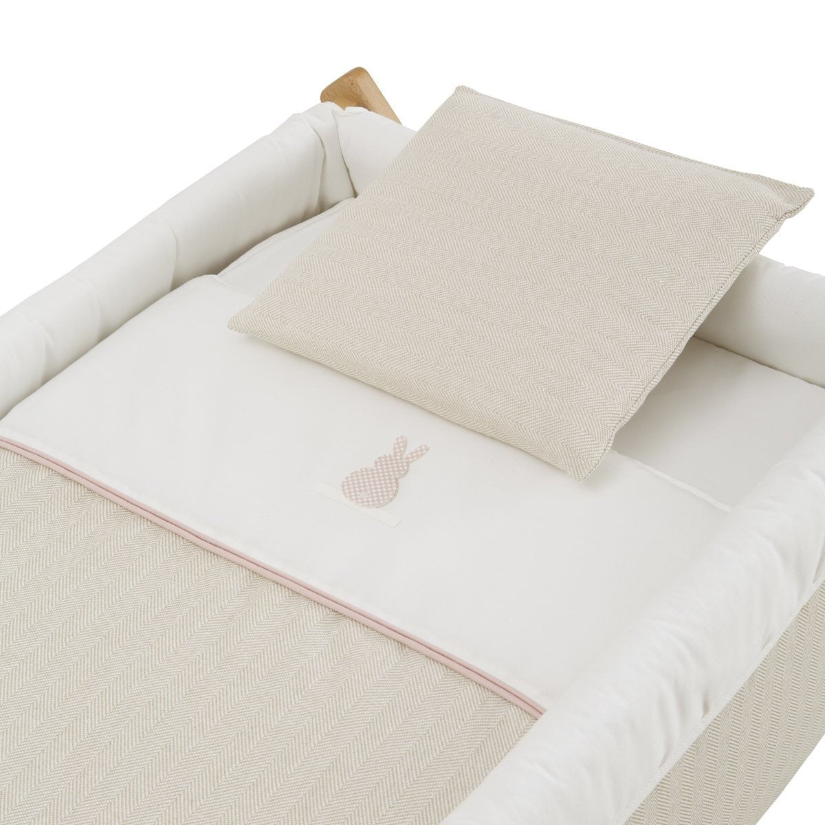 Minicuna Tijera Madera Cambrass Lino Rosa/Natural