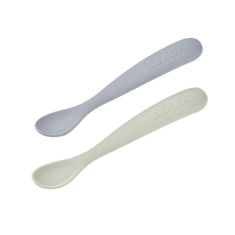2 cucharas Beaba soft silicona primera edad + estuche