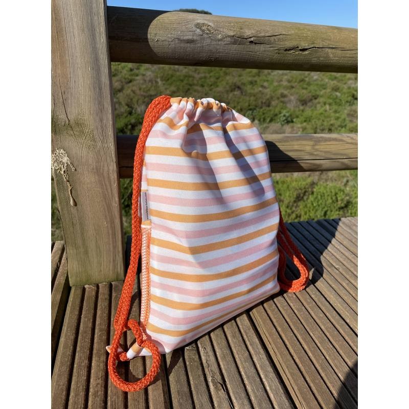 Mochila saco Btbox antiarena Summer coral & mostaza