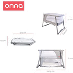 Minicuna Onna SOMNIA Fresh Gris con colchon sabana y mosquitera