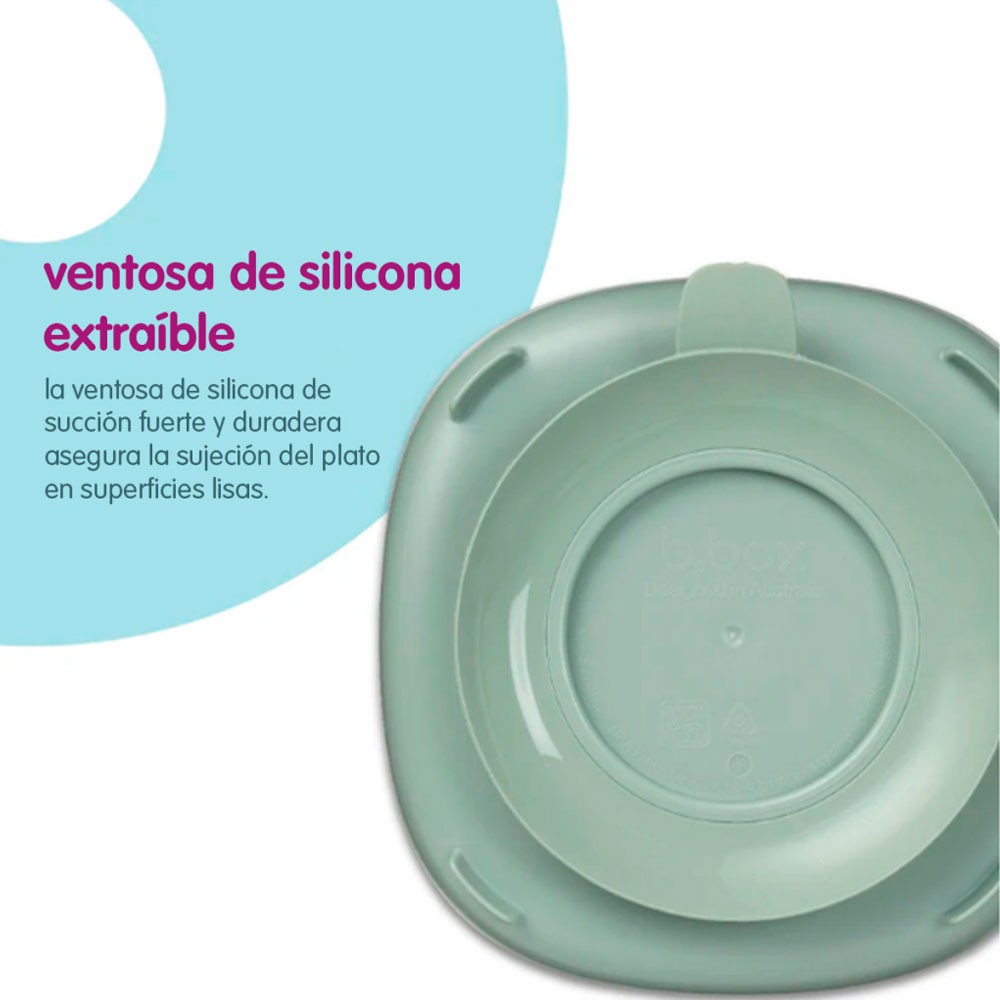 Plato 2 en 1 B.Box con ventosa y compatimentos extraibles