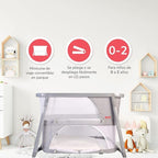 Minicuna Onna SOMNIA Fresh Gris con colchon sabana y mosquitera