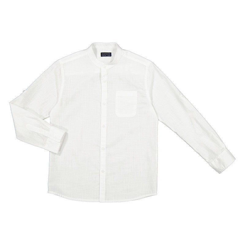 Camisa lisa Mayoral manga larga cuello mao