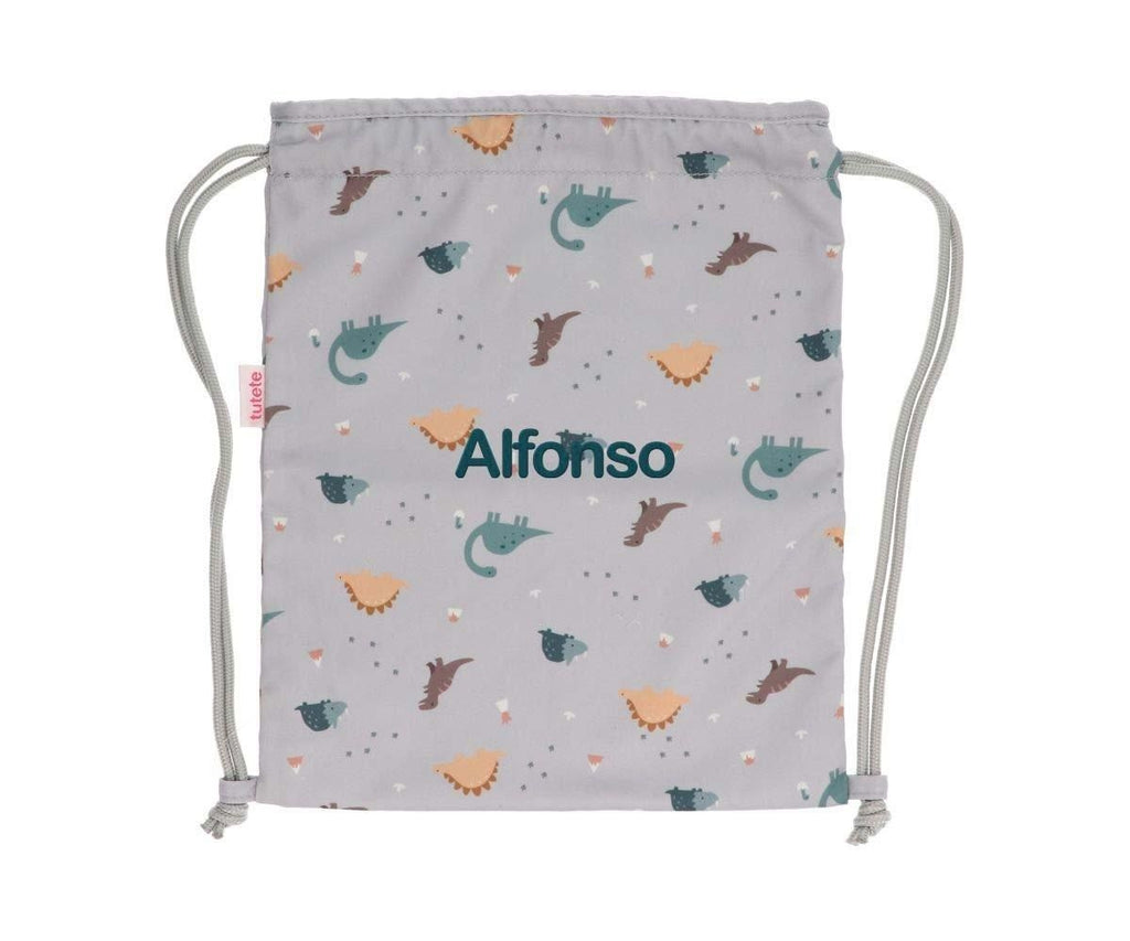 Mochila Tutete Saco Tela Dinos World Personalizable
