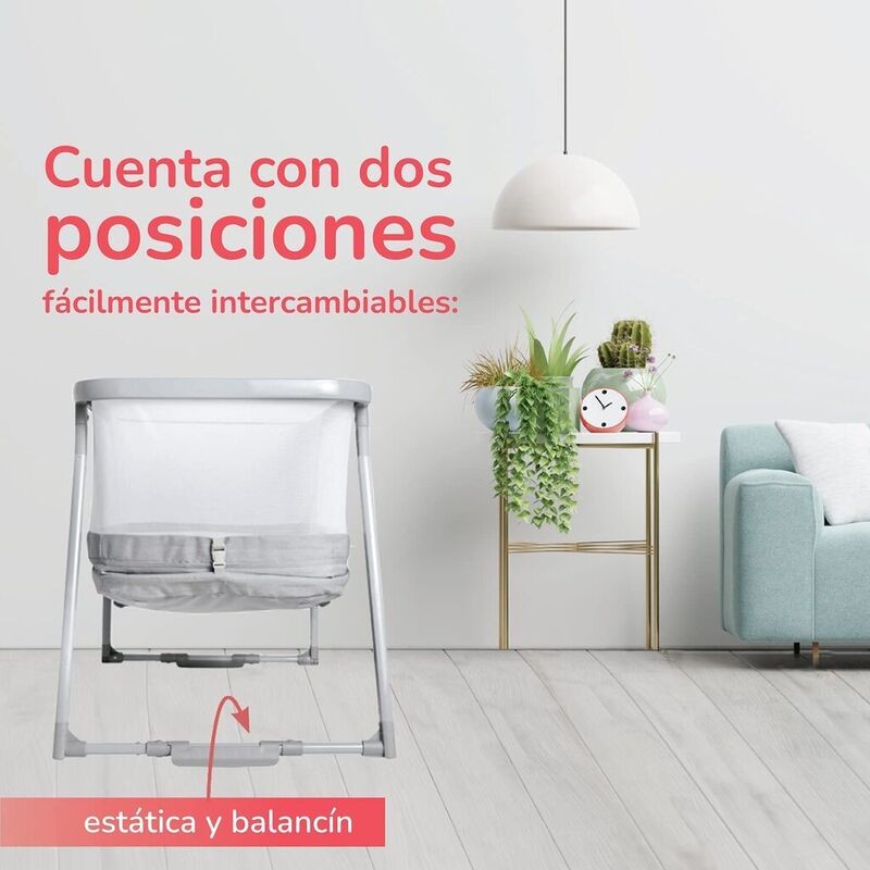 Minicuna Onna SOMNIA Fresh Gris con colchon sabana y mosquitera