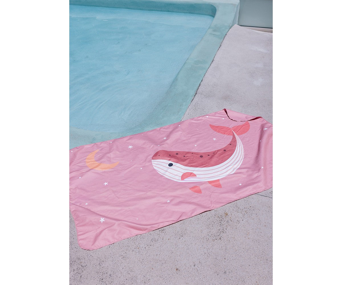 Toalla Playa Microfibra Personalizable Monnëka Whale Pink