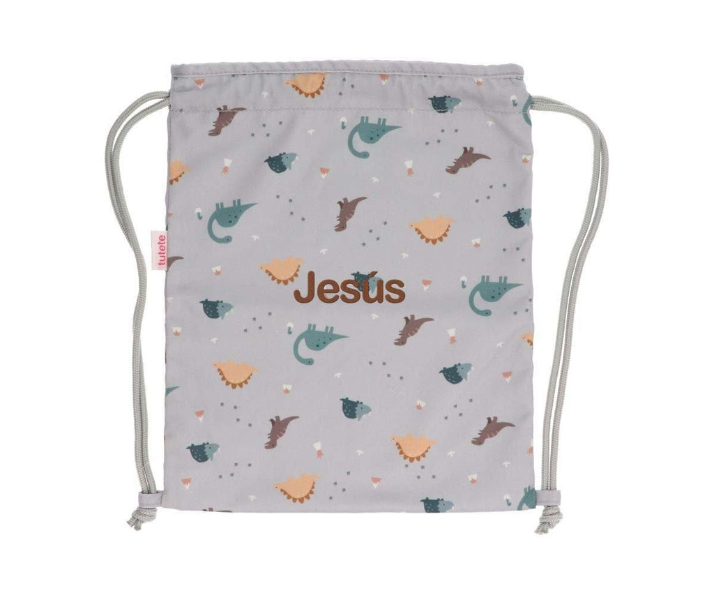 Mochila Tutete Saco Tela Dinos World Personalizable