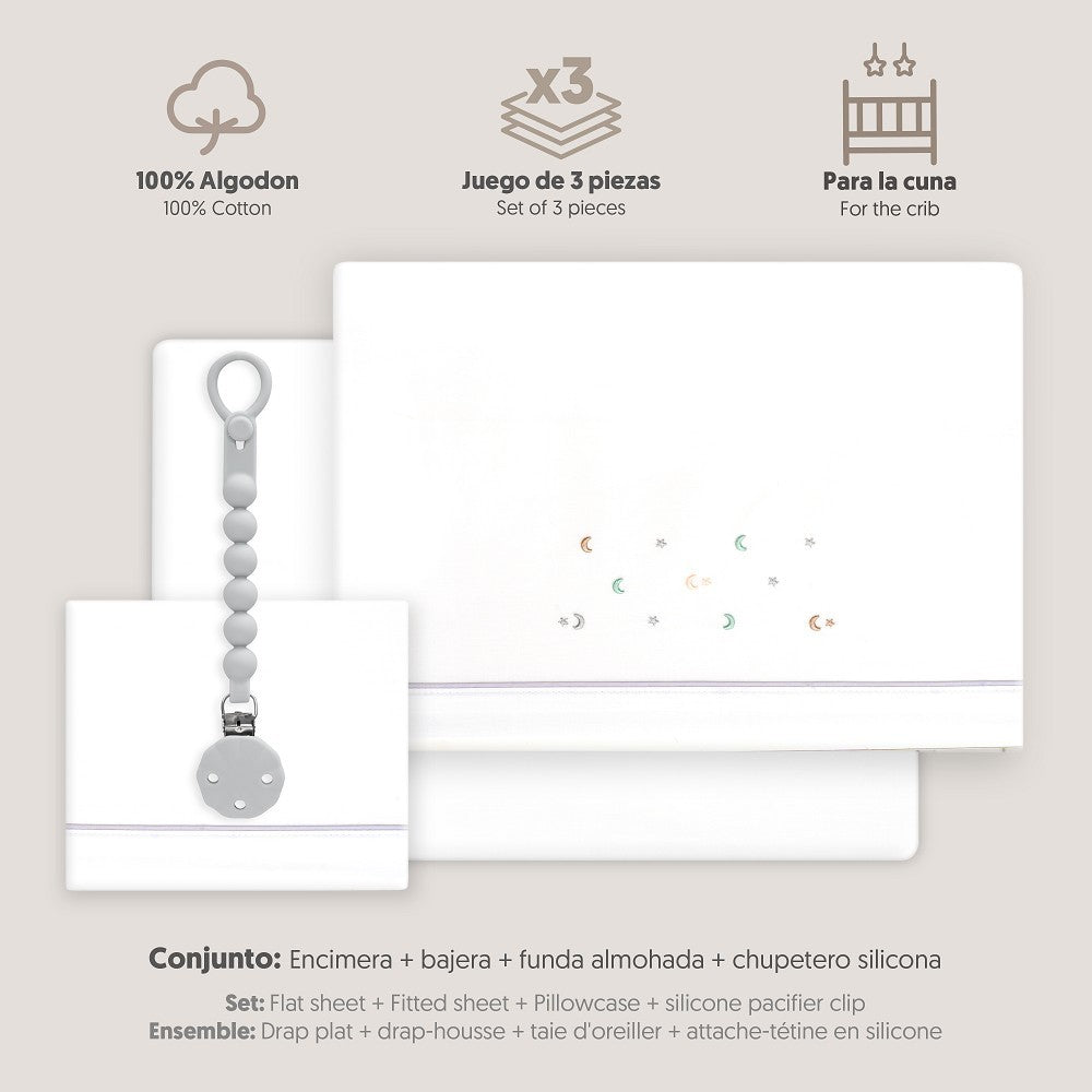 Triptico Cuna Estrella multicolor Luna+ Broche Interbaby