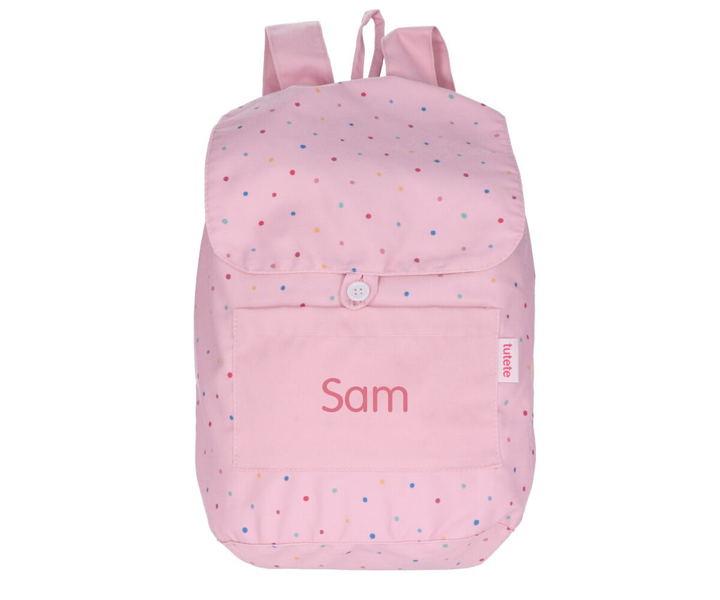 Mochila Tutete Grande Tela Dots Pink Personalizable