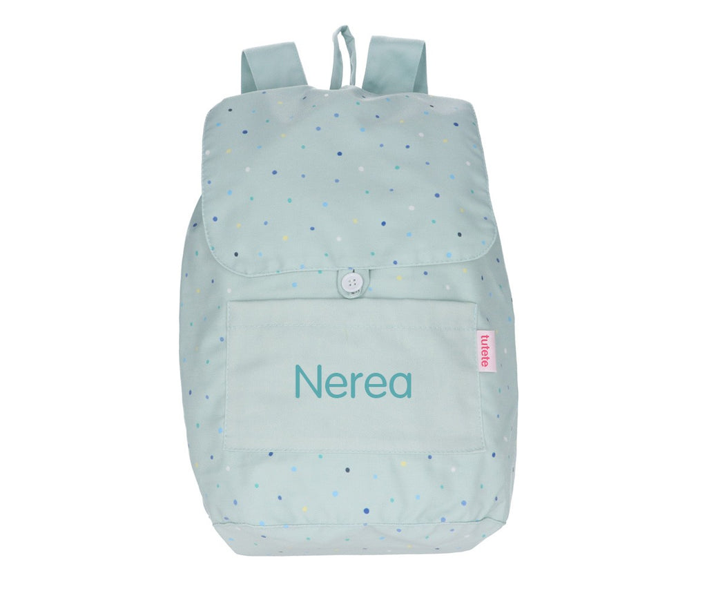 Mochila Tutete Grande Tela Dots Sage Personalizable