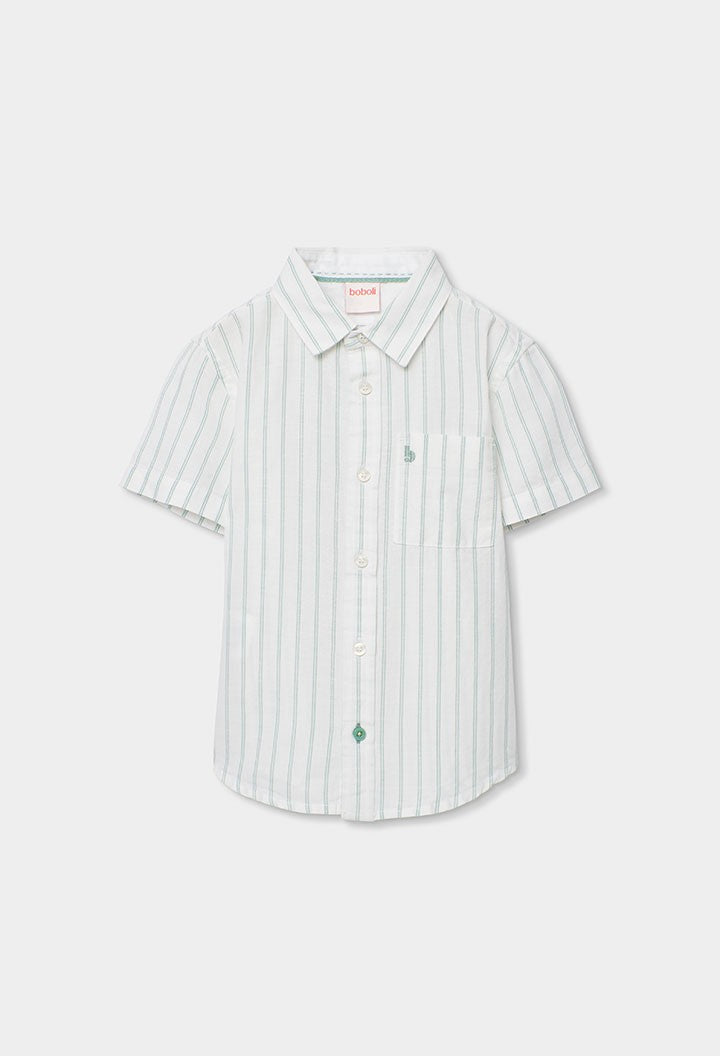 Camisa Boboli de lino listado vertical