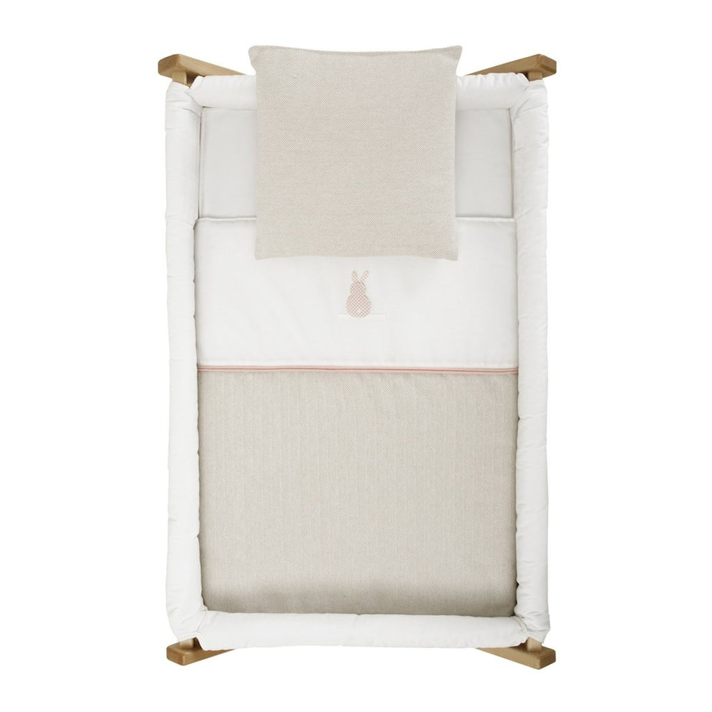 Minicuna Tijera Madera Cambrass Lino Rosa/Natural