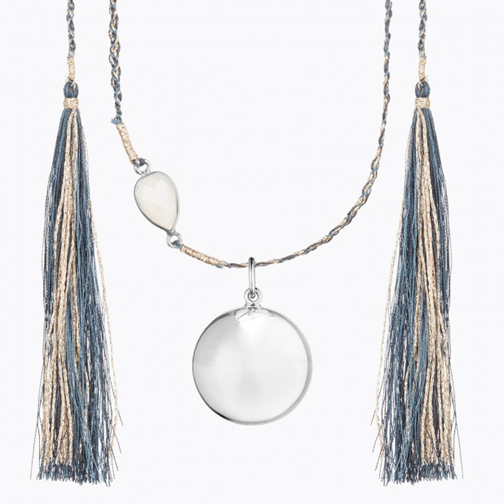 Colgante de Maternidad Ilado Maya Plata cordón seda azul