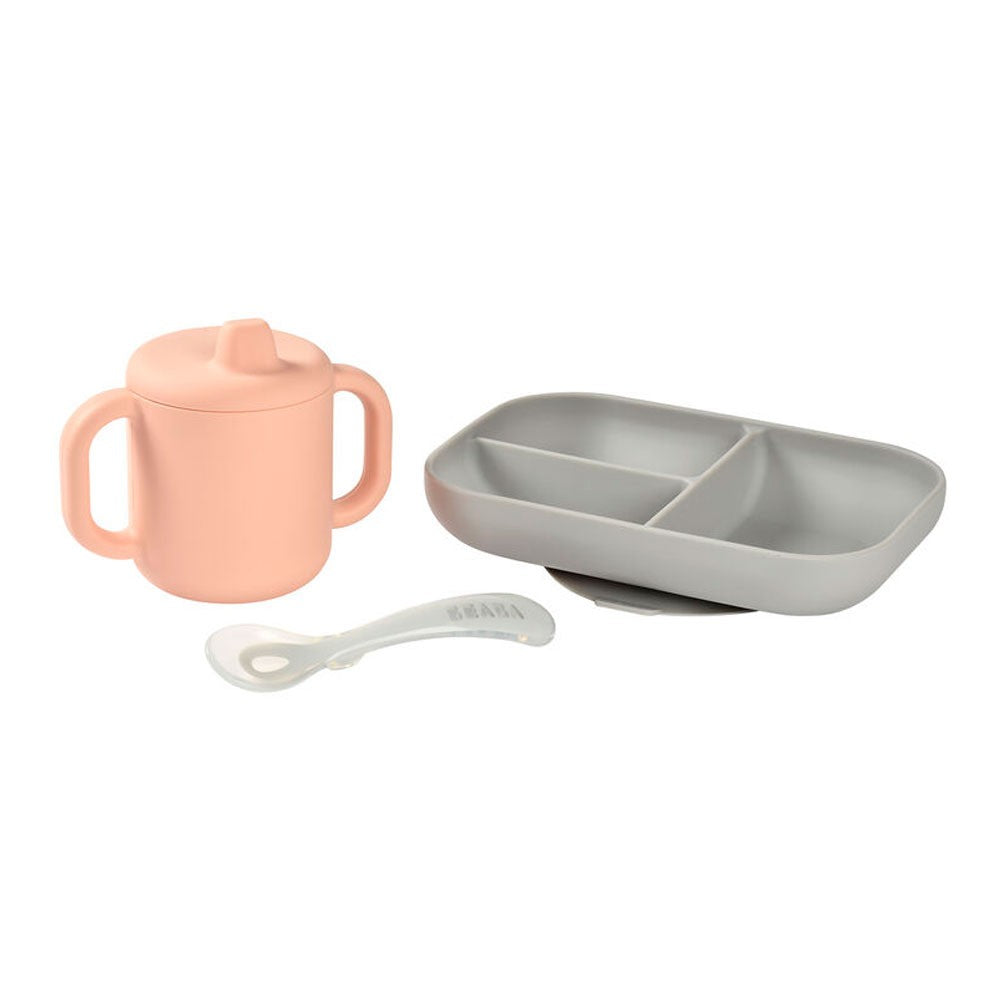 Vajilla con ventosa Beaba y taza de aprendizaje