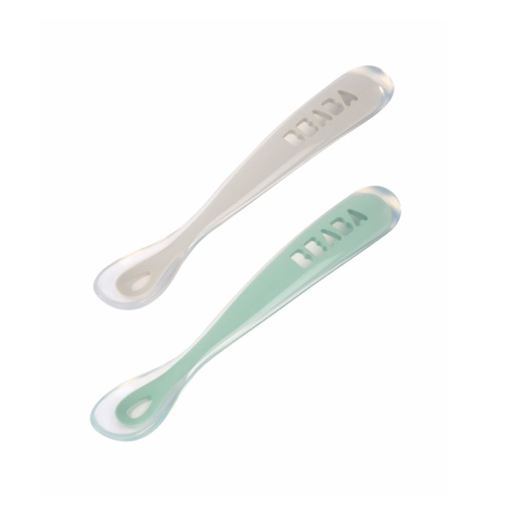 2 cucharas Beaba soft silicona primera edad + estuche