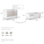 Cuna Evolutiva Ros Mini ELEMENTAL 140x70 con barandilla abatible