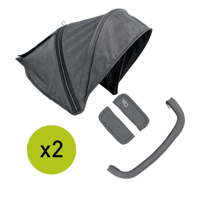 2 capotas Gemelar Niu VentT Twin con funda para barra y arnés
