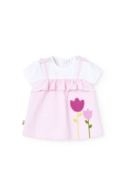 Vestido Boboli popelín listado bicolor