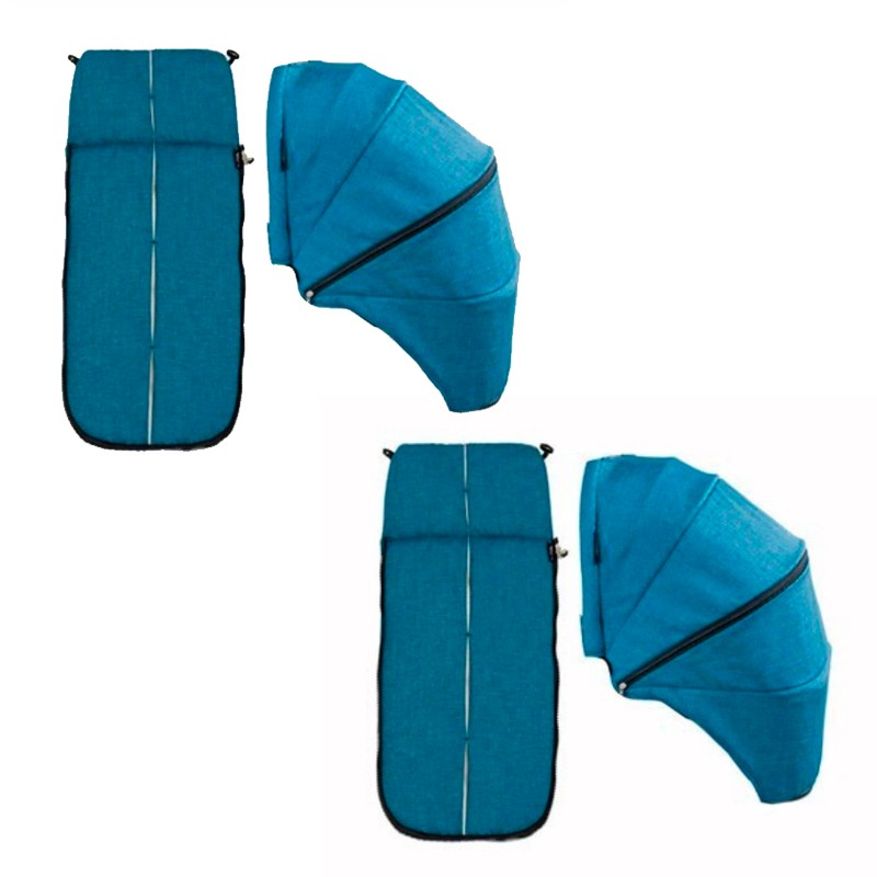 2 Capotas + 2 Cubrepies para capazo Niu Gemelar Ventt Twin