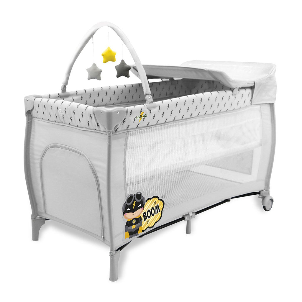 Cuna de Viaje Asalvo MIX Plus con doble altura y arco de juegos
