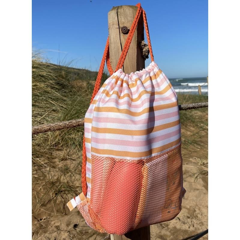 Mochila saco Btbox antiarena Summer coral & mostaza