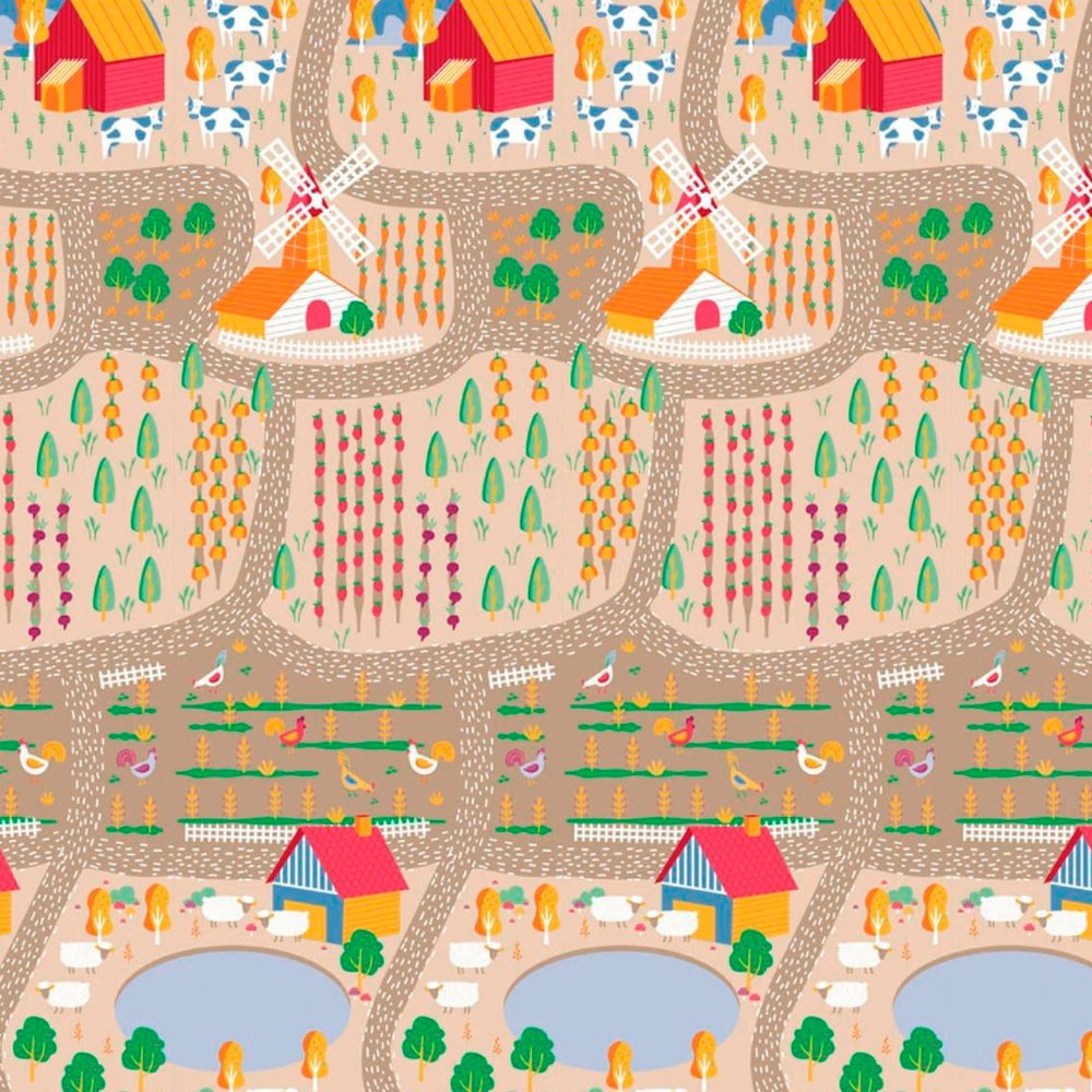 Alfombra de Juegos Asalvo Granja y Ciudad Plegable XXL 200 x 180
