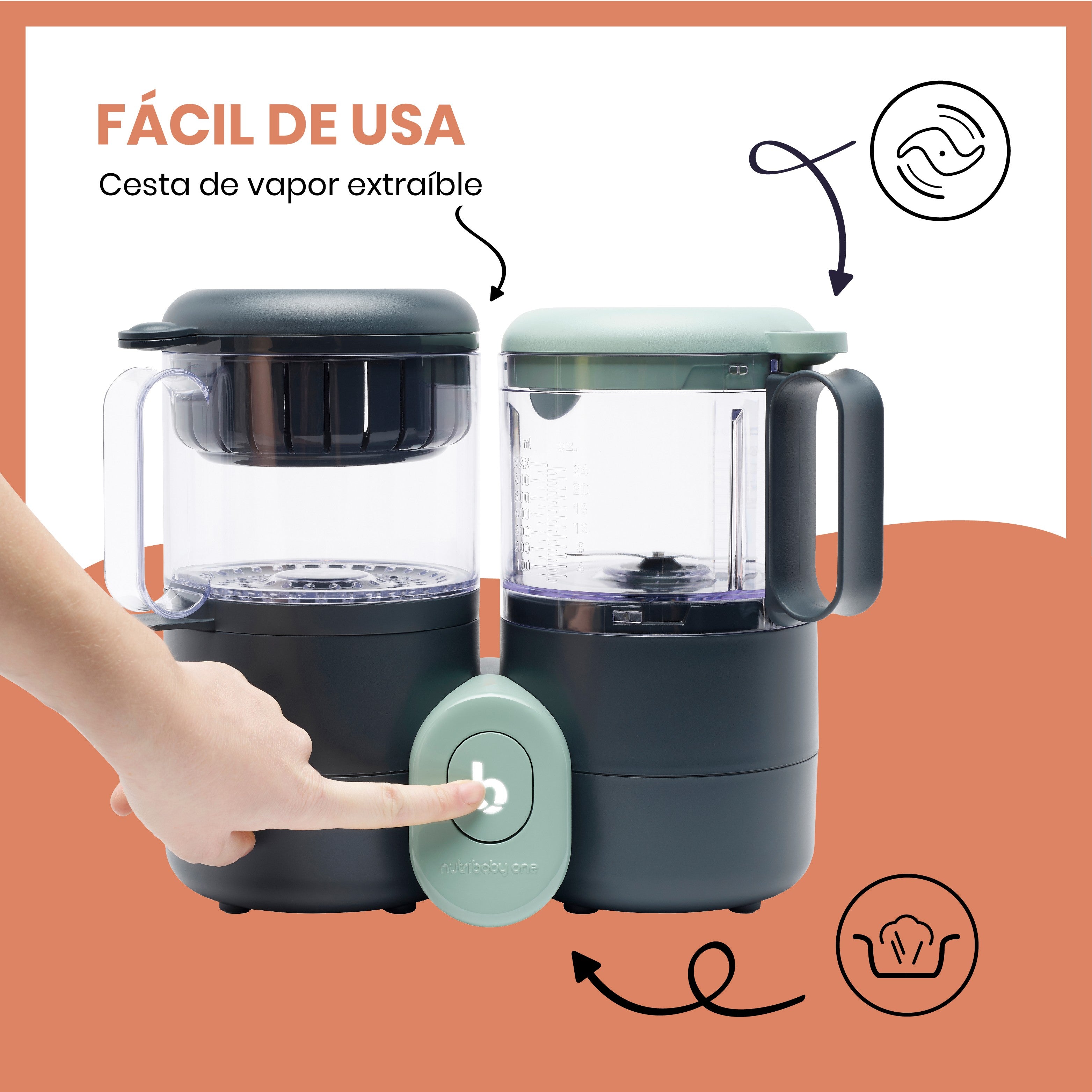 Robot de cocina Babymoov Nutribaby ONE batidora y vaporera
