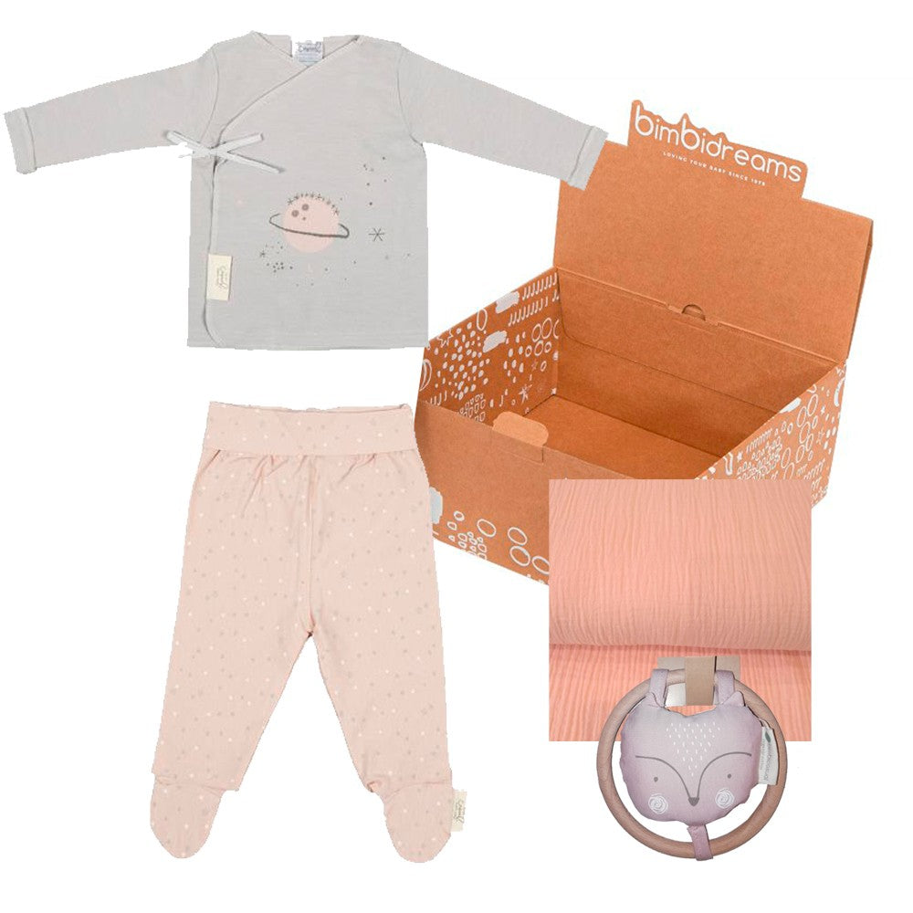 Cajita regalo Bimbi pijama, sonajero y gasa