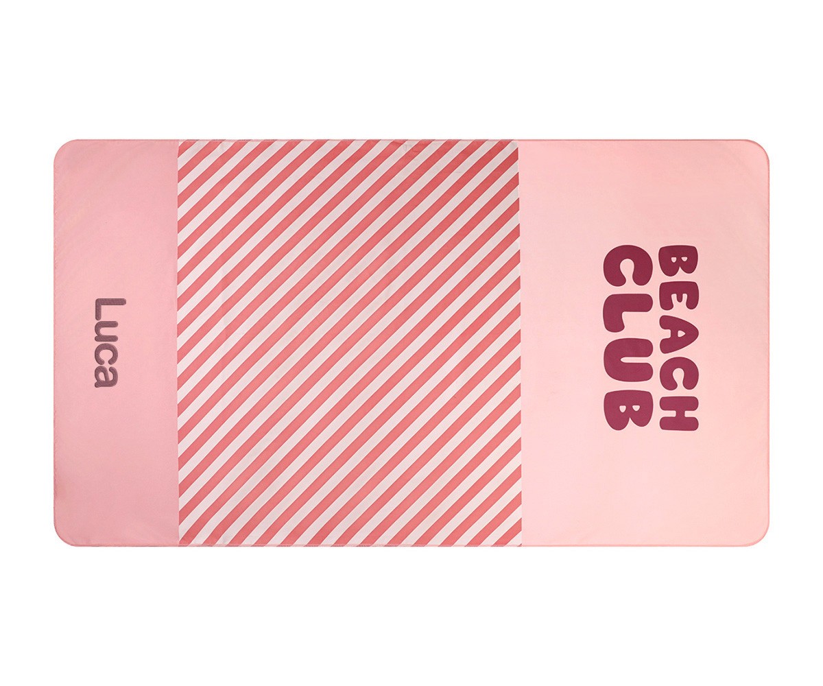 Toalla Playa Microfibra Personalizable Monnëka Stripes Bloom & Blush