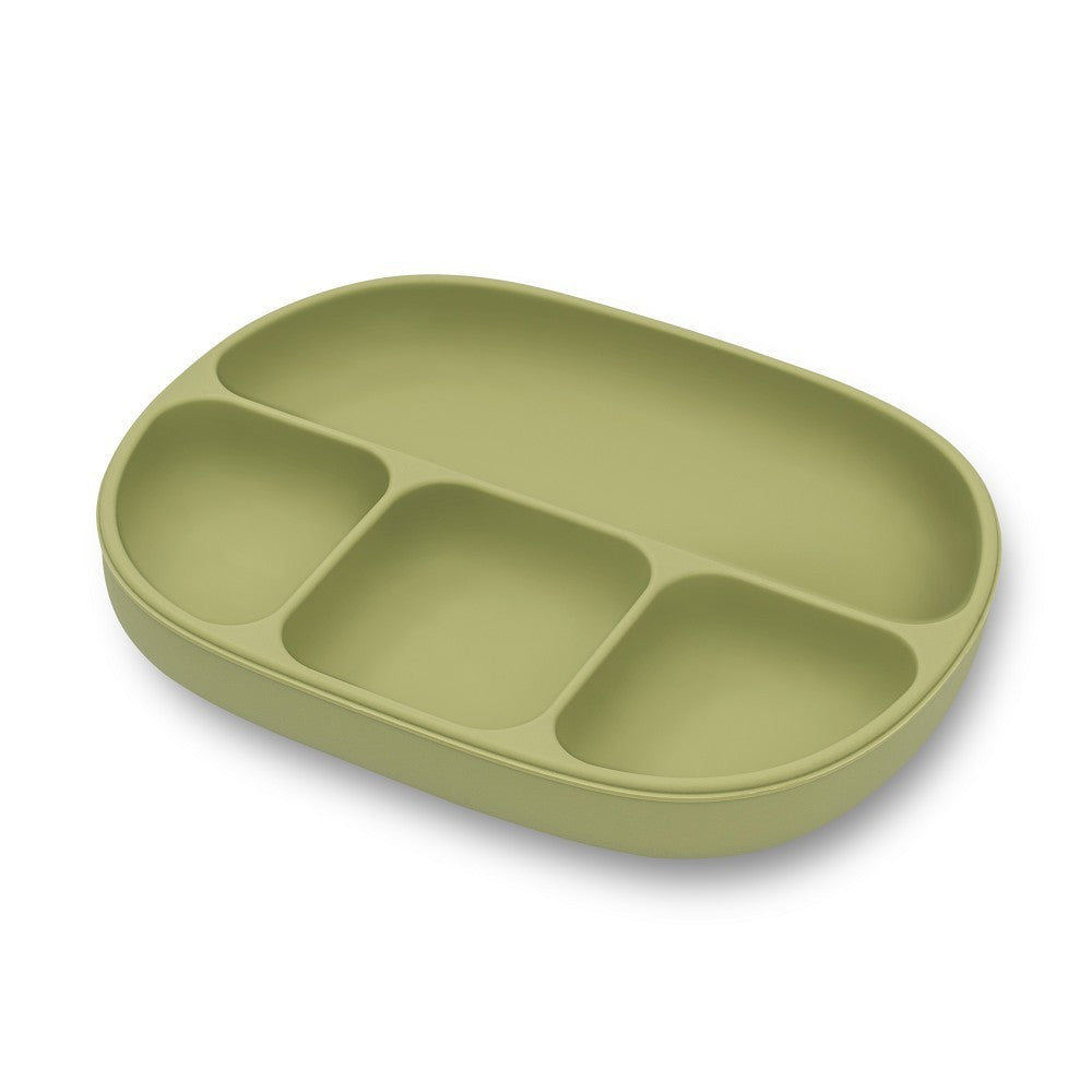 Plato compartimentado de silicona Interbaby con tapa y ventosa
