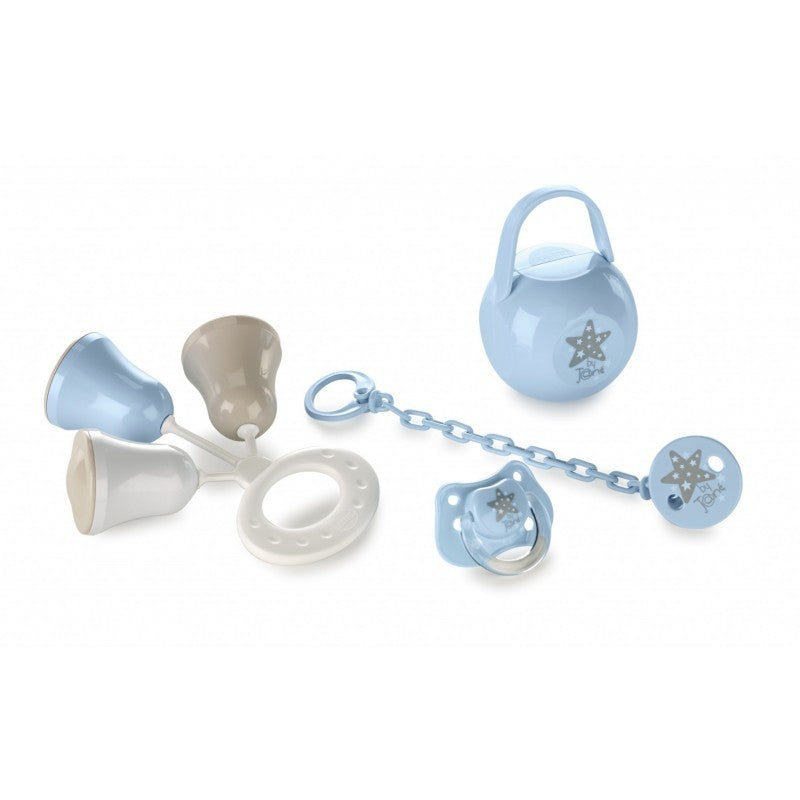 Set Regalo Bebé Jané con sonajero pinza caja y chupe de silicona